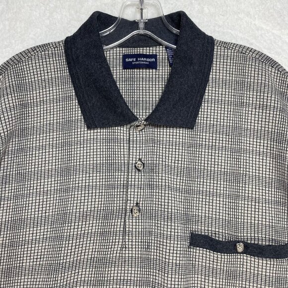 Safe Harbor Sportswear Polo Mens XXL Gray Black Long-Sleeve Golf Shirt Pocket - Picture 5 of 7